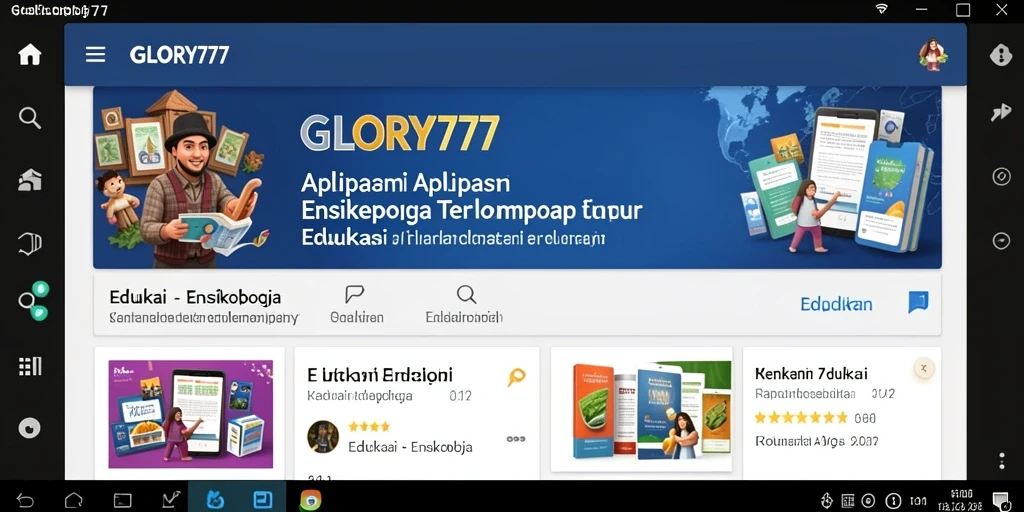 Tampilan antarmuka aplikasi GLORY777 yang menarik dan interaktif.
