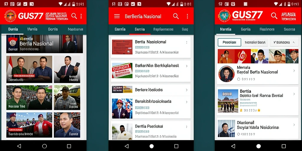 Tampilan antarmuka GUS77 dengan berita nasional terkini.
