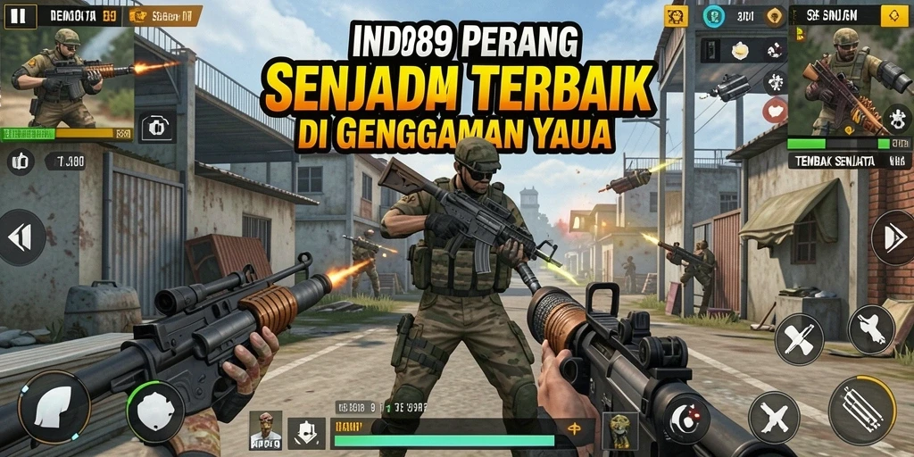 Tampilan antarmuka permainan IND89 dengan senjata yang beragam dan grafis modern.