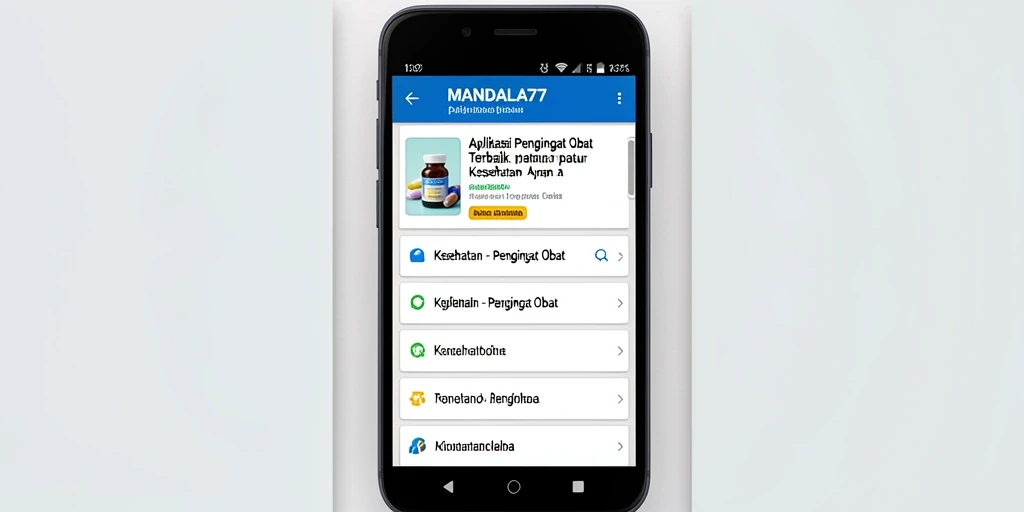 Tampilan antarmuka MANDALA77 dengan fitur pengingat obat yang praktis.