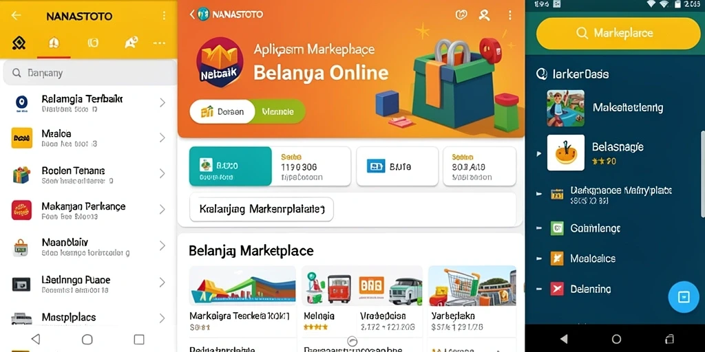 Tampilan antarmuka NANASTOTO dengan berbagai produk Marketplace.