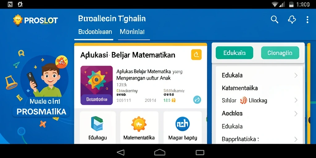 Screenshot utama PROSLOT menampilkan antarmuka interaktif belajar matematika.