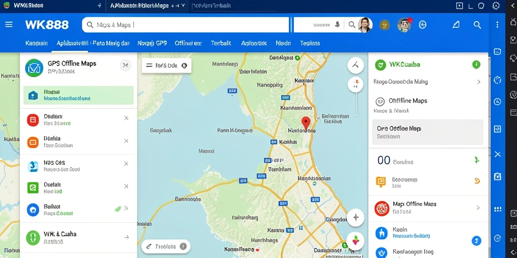 Tampilan antarmuka aplikasi WK888 untuk navigasi GPS Offline.